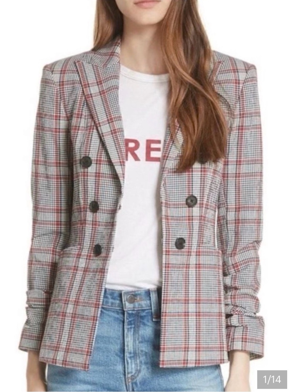 Veronica Beard Plaid Double-Breasted Blazer size 10 -Dickey compatible